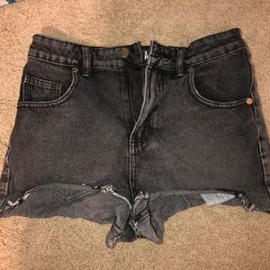 Cotton On black washed denim shorts